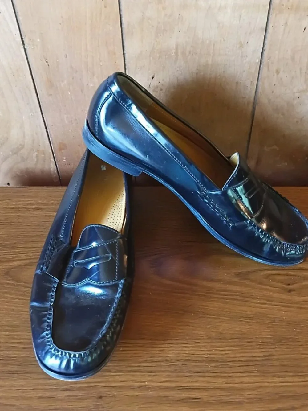 Cole Haan Men's Black Leather Penny Loafers Size 14 D Dress Slip-On Shoes